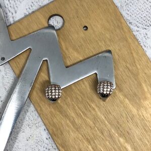 Sterling silver 925 cz dressy formal party glam hoop huggies earrings signed.